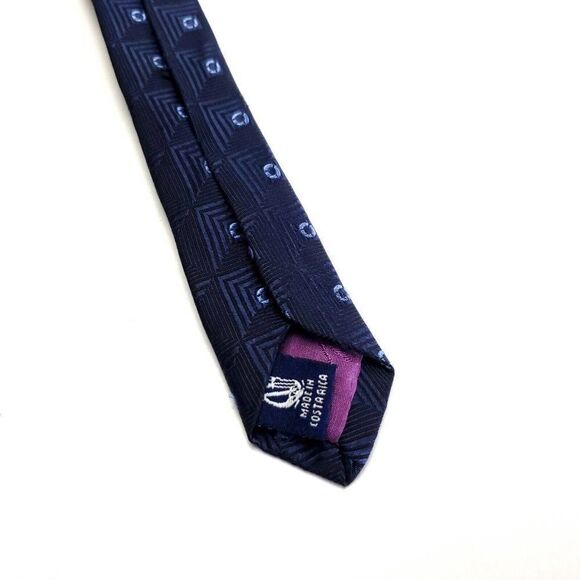 Nautica Blue Woven Geometric Wide Silk Tie - Picture 4 of 7